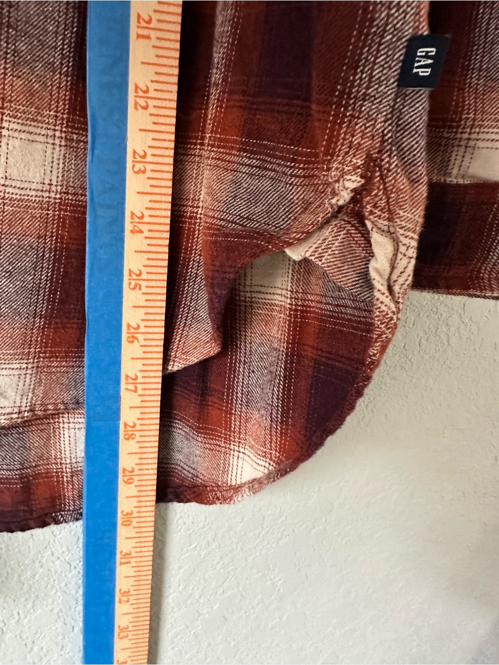 GAP Womens Plaid Button-Down Shirt - Rust, Cream, Brown - Picture 5 of 7